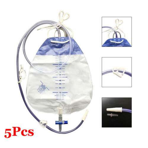 Carejoy 5-Pack 1500ml Disposable Urinary Drainage Bags for Catheter Collection - Sale!