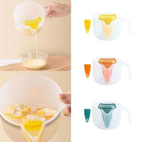 Multifunctional Filter Measuring Cup with Pour Spout for Easy Clean Kitchen Baking