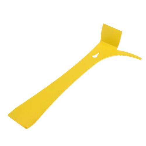 Yellow Stainless Steel Multi-Purpose Scraper for Cleaning, Prying, and Removing Stickers.