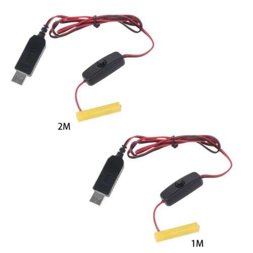 USB Rechargeable Power Supply Cable for AAA Battery Powered Toys, Radios, Clocks