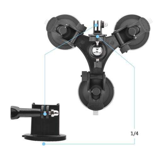 Triple Window Suction Cup Base Mount with Rotating Ball Head for Secure Phone, Camera, and More