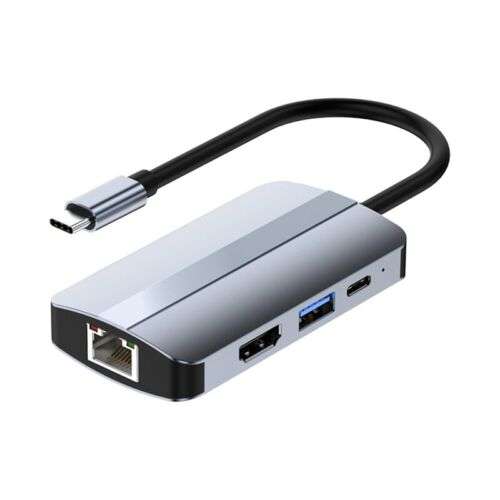 Ultimate 6-in-1 Type-C Hub for Power, Data, and Ethernet Connectivity
