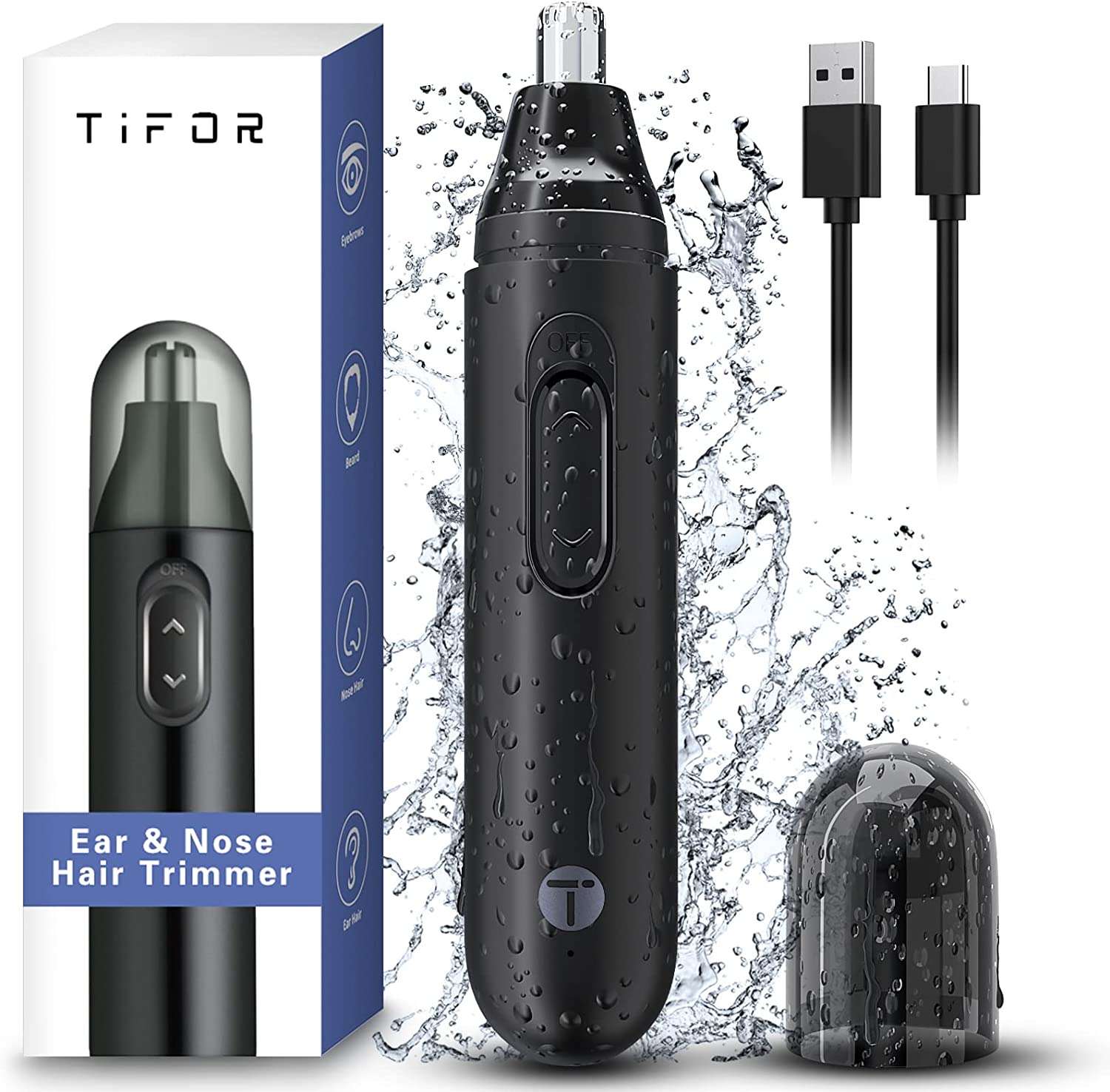 Professional Rechargeable Ear & Nose Hair Trimmer for Men - USB Electric