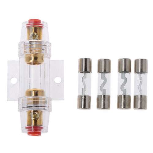 Car Audio Stereo AGU Fuse Holder with 4 Wires and 4x30 AMP Fuses for Reliable Power Protection