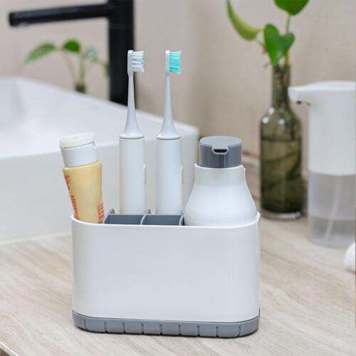 Countertop Kitchen Soap Dispenser with Sponge Holder for Easy Dishwashing and Toothpaste Storage