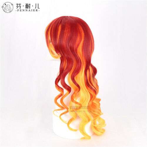 Fiery Elegance: 27 Inch Long Wave Curly Wig in Fire Orange Red Ombre for Women