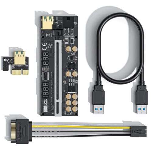 Ver016 USB3.0 PCI-E PCI Extender for 1x 8x 16x Graphics Cards with RGB LED Marquee
