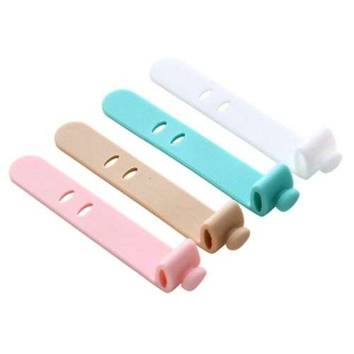 4-Piece Adjustable Silicone Cable Winder for Tidy Earphone Wires and Cables