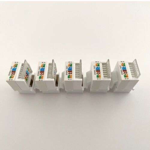 5-Pack Cat6 Module Information Socket RJ45 Connector Adapter Keystone for Network Cabling
