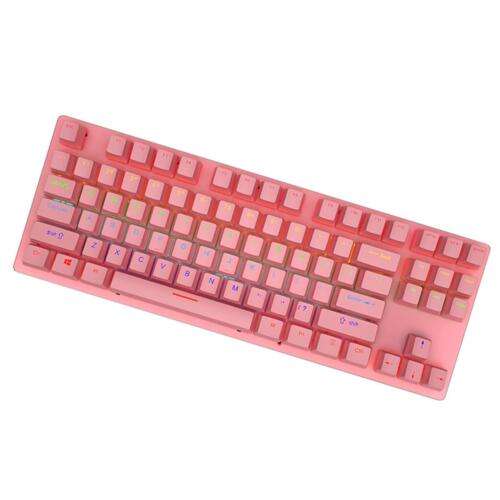 USB Punk 87 Keys Wired Mechanical Gaming Keyboard for PC with Floating Keys in Pink