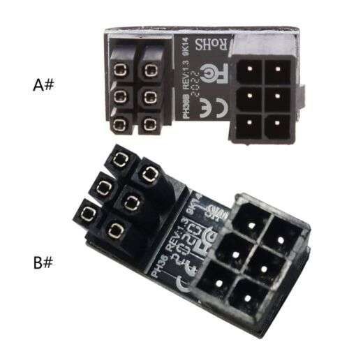ATX 6-Pin Male to 6-Pin Female Angled Graphics Card Power Adapter for Easy Cable Routing