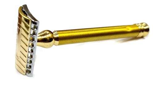 Classic Gold Stainless Steel Double Edge Safety Razor for Men's Smooth Shaving