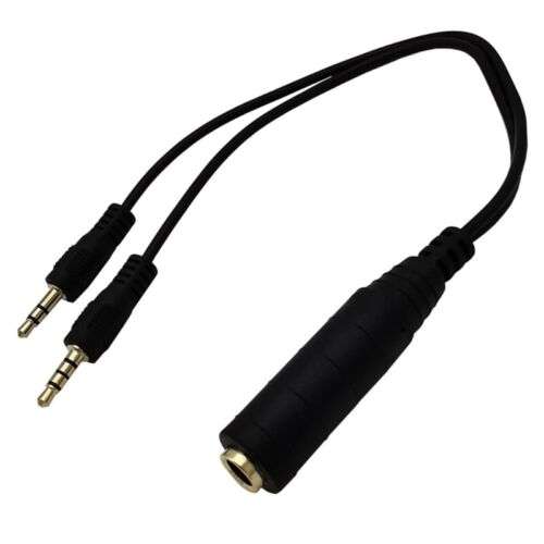 Dual Headphone Splitter Cable: 6.35mm Mono Female to 2x 3.5mm Male for Sharing Audio