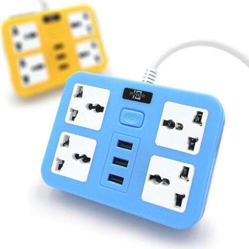 4-Outlet & 3-USB Extension Socket with 1.8m Cable for Convenient Power & Charging