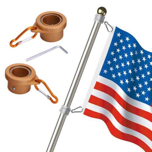 2 Pack Anti-Wrap Flag Pole Mounting Rings for 1 Inch Poles, Aluminum Alloy Grommet Clips for Secure Flag Hanging