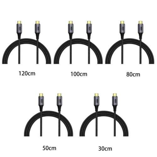 High-Speed Nylon Braided Type-C Male to Male Extension Cable for Data Transfer & PD Charging (100W, 40Gbps)