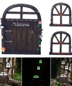 Enchanting Fairy Door & Window Garden Sculpture for Magical Yard Art and Elf Homes