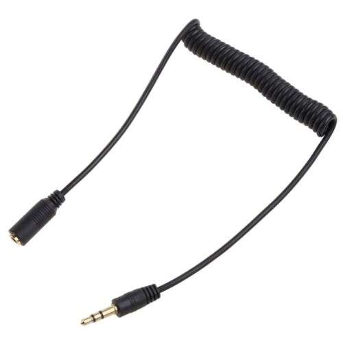 Universal 3.5mm Male to Male to Female Spring Coiled Earphone Cable for Smartphones, Laptops & More