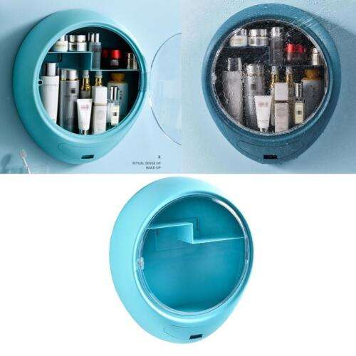 Wall Mounted Makeup Organizer with Clear Front Cover - No Punching, Save Space