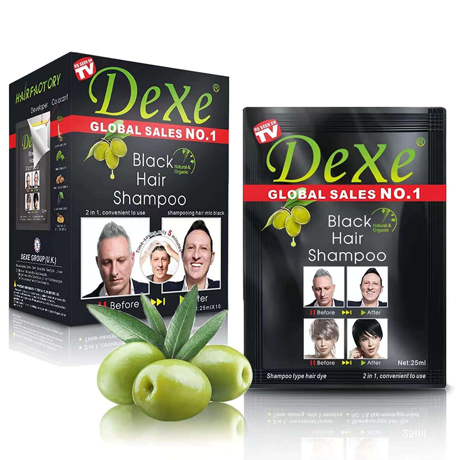 Instant Black Hair Dye Shampoo for Men & Women - 10 PCS