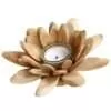 Elegant 7 Inch Wooden Lotus Candle Holder for Decorative Ambiance