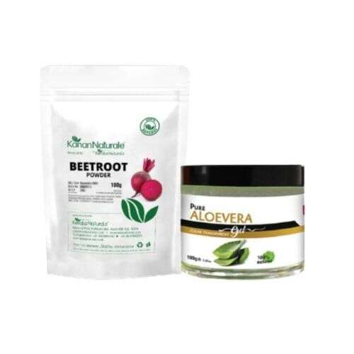 Kerala Naturals Beetroot Powder & Aloe Vera Gel: Natural Skin Brightening & Nourishing Duo