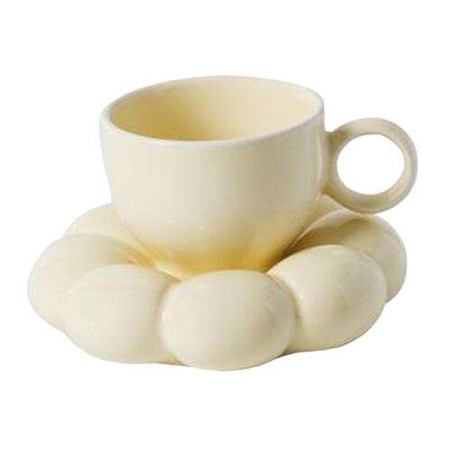 Elegant Pearl Ceramic Coffee Mug & Saucer Set for Home or Office