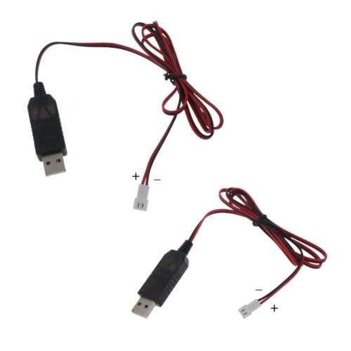 USB to 4.2V XH 2.54mm 2-Pin Charge Line Converter Cable for 3.7V Battery Charging - 1 Meter
