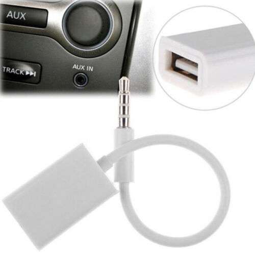 Car MP3 Audio Adapter: 3.5mm Male AUX to USB 2.0 Female Converter Cable