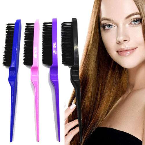 Professional Salon Hair Comb with Plastic Handle & Nylon Bristles for Teasing and Backcombing