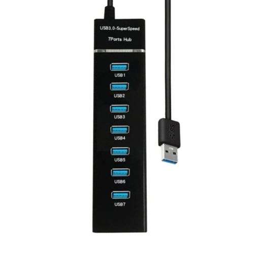 7 Port USB Hub with Power: Fast Data Transfer for Laptop and Computers