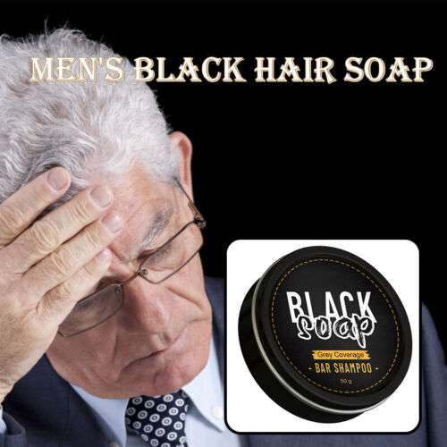 Men's Grey Coverage Shampoo Bar: Darken Hair Naturally & Cover Grey.