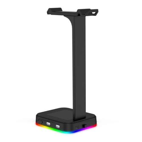 4-in-1 RGB Headphone & Hook Holder: Stylish Desk Organizer with Colorful Lighting