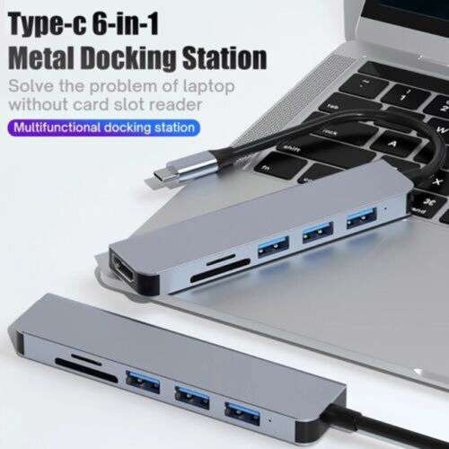 6-in-1 USB-C Hub with HDMI, Multiport Adaptor for MacBook, Huawei, and More