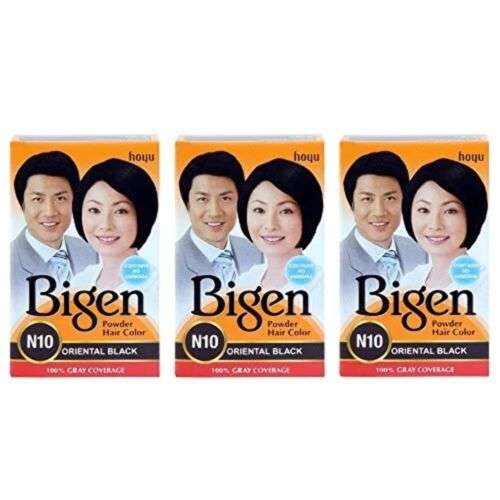 Bigen Powder Hair Color for Oriental Black Hair, 3 Pack (6gm Each) - Fast and Easy Coloring