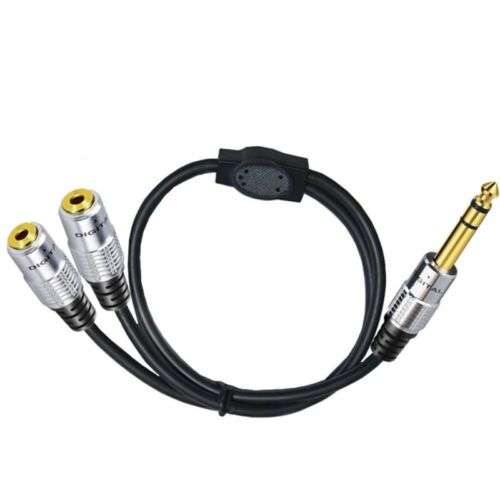 6.35mm TRS Stereo to 3.5mm Female Audio Cable: 1/4" to 1/8" Adapter for Connecting Audio Devices.