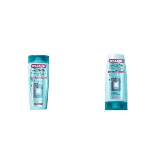 L'Oreal Paris Extraordinary Clay Shampoo and Conditioner Set for Clean, Voluminous Hair