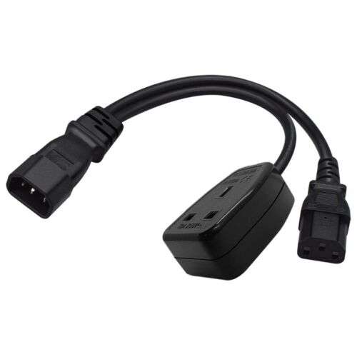 IEC320-C14 to C13 + UK Female Power Supply Adapter Cable for Appliances and Devices