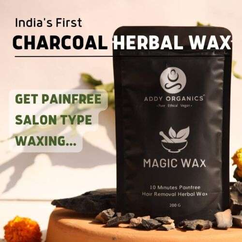 Addy Organics Charcoal Magic Waxing Powder for Painless Hair Removal on All Hair Types, 200 gm
