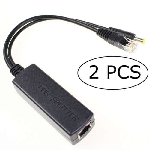 2-Pack Active PoE Splitter: Power 48V Ethernet to 12V 2A for Network Devices (IEEE 802.3AF/AT)