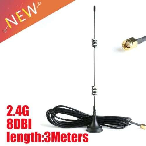 High-Gain 8dBi WiFi Antenna for Routers & Cameras with Magnetic Base and RG174 Connector