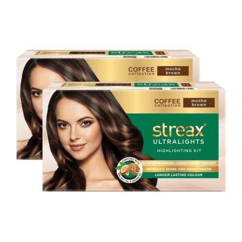 Streax Ultralights Highlighting Kit for Mocha Brown Hair - 60g (Pack of 2)