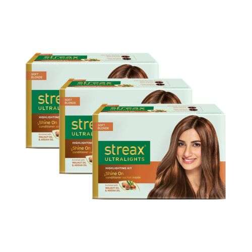 Streax Ultralights Hair Highlighting Kit for Vibrant Violet Topaz Highlights (Pack of 3)