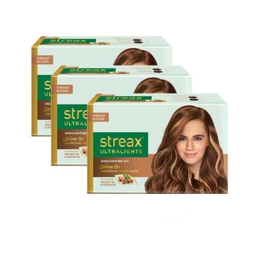 Streax Ultralights Vibrant Blonde Hair Highlighting Kit for Striking, Natural-Looking Highlights (60gm x 3)