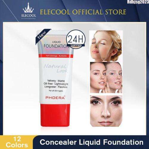 Phoera Full Coverage Liquid Foundation: Brighten, Long-Lasting, Natural Finish for All-Day Wear