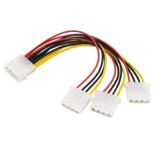 2-Pack 4 Pin Molex to 3 IDE Female Power Cables for Hard Drives and CD-ROMs