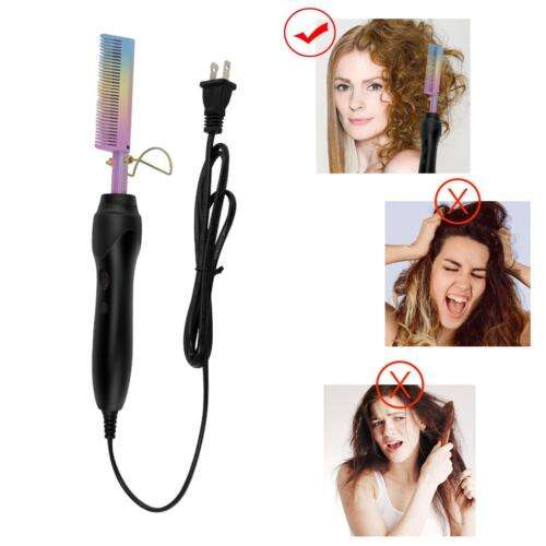 Professional Hair Straightener Comb Brush for Wavy Hair with US Plug - Smooth & Style with Ease