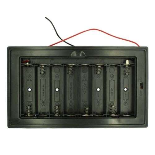 8 AA Battery Holder with On/Off Switch and Cover for 12V Projects
