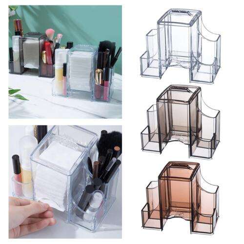 CLEAR Stylish Cotton Swab Organizer Storage Box for Makeup and Vanity