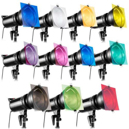 11 Colors 12"x12" Plastic Transparent Color Correction Lighting Gel Filters for Photography and Videography